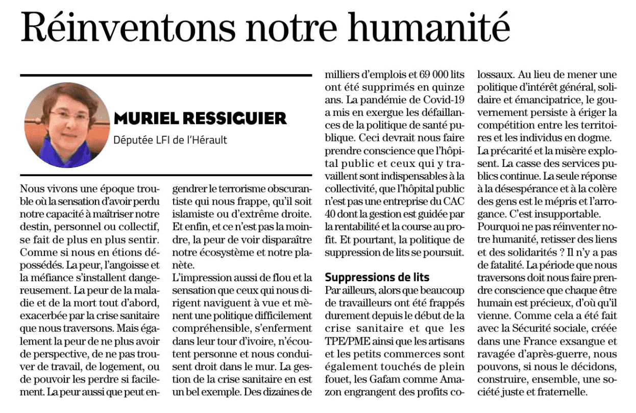 Tribune Midi Libre 09 11 2020