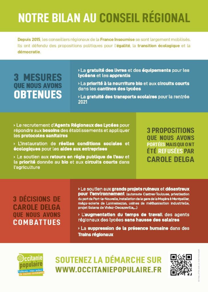 Notre bilan au Conseil Régional