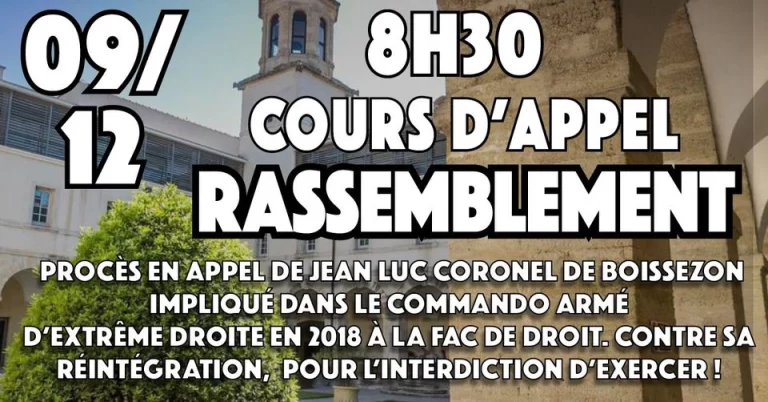 Rassemblement contre le retour de Coronel à la fac de droit