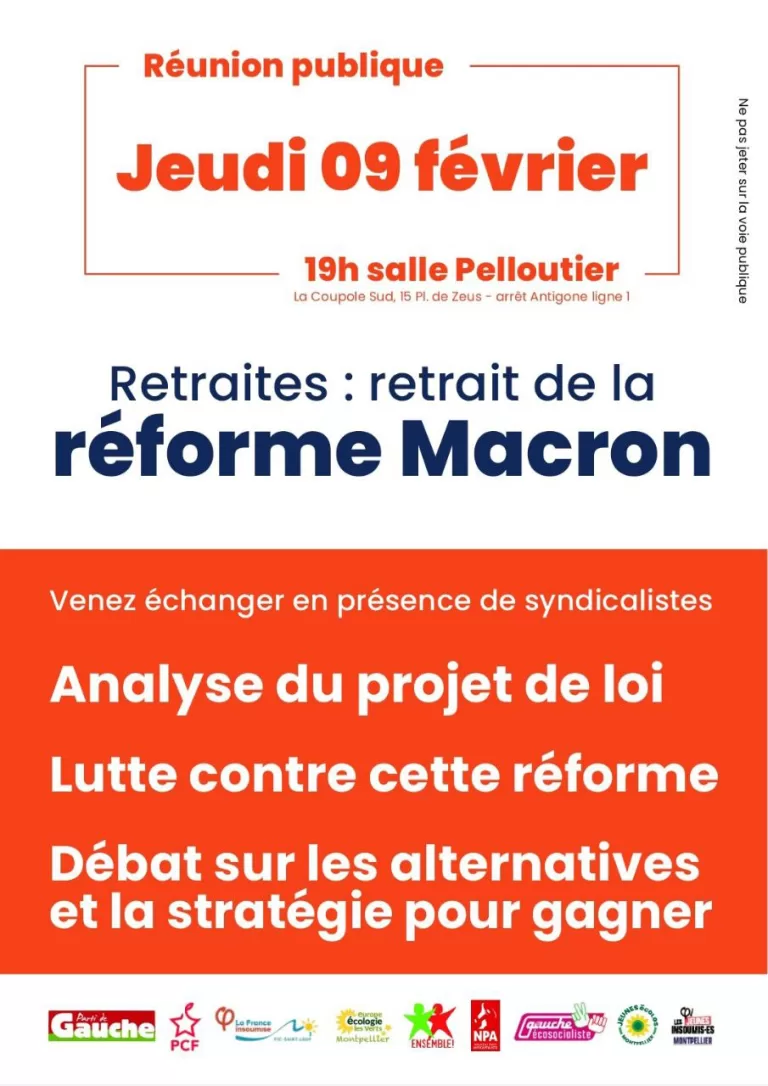 Montpellier : Meeting de lutte contre la réforme Macron des Retraites