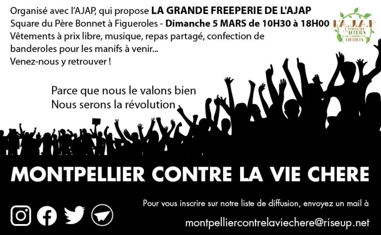 Événements de l&rsquo;assemblée « Montpellier contre la vie chère »