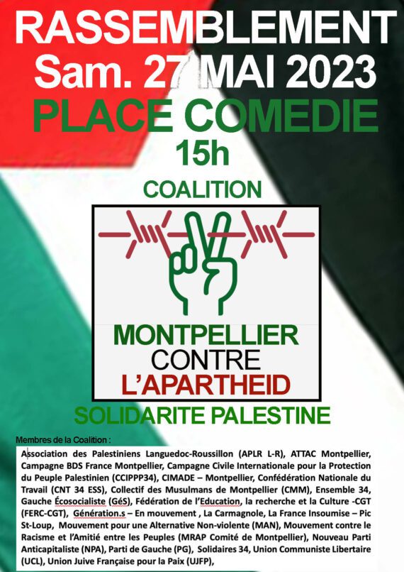 Rassemblement « Montpellier Contre l&rsquo;Apartheid » : rassemblement interdit !