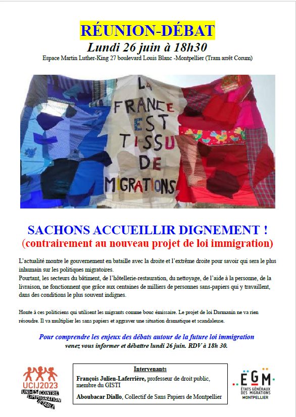 SACHONS ACCUEILLIR DIGNEMENT ! (contrairement au nouveau projet de loi immigration)