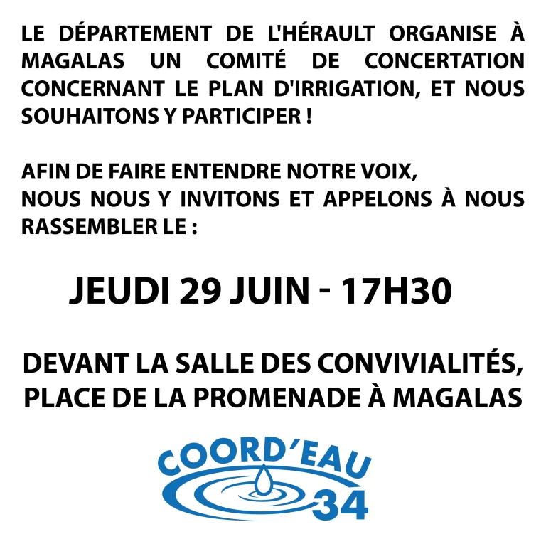 Appel à rassemblement  pour la défense de l&rsquo;eau contre son accaparement et son gaspillage pour des intérêts privés