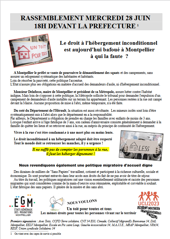 Le droit à l&rsquo;hébergement inconditionnel est aujourd&rsquo;hui bafoué à Montpellier, à qui la faute ?