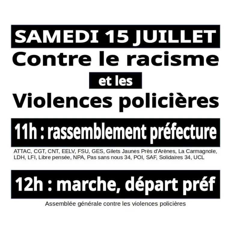 Rassemblement et marche contre le racisme et les violences policières