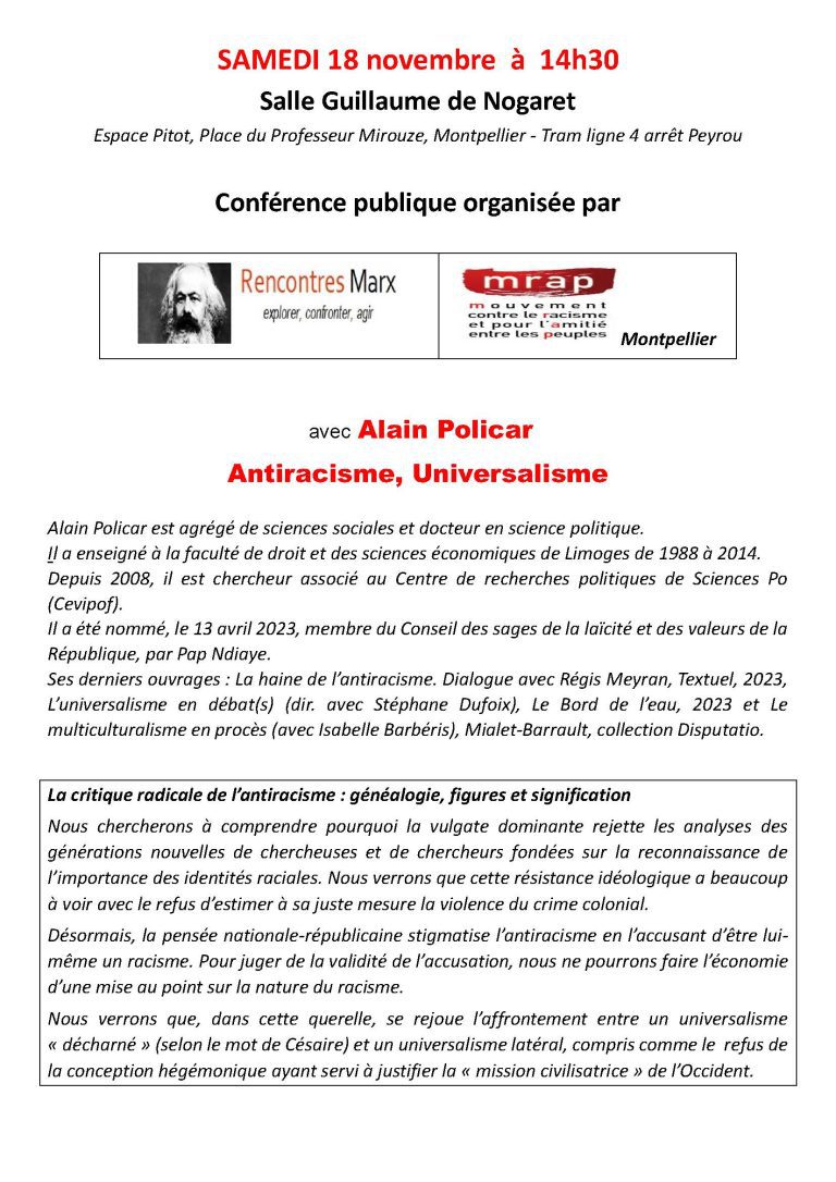 Conférence Antiracisme, Universalisme