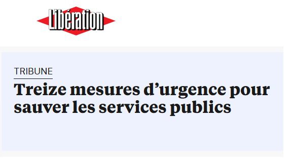 TREIZE MESURES D&rsquo;URGENCE POUR SAUVER LES SERVICES PUBLICS 
