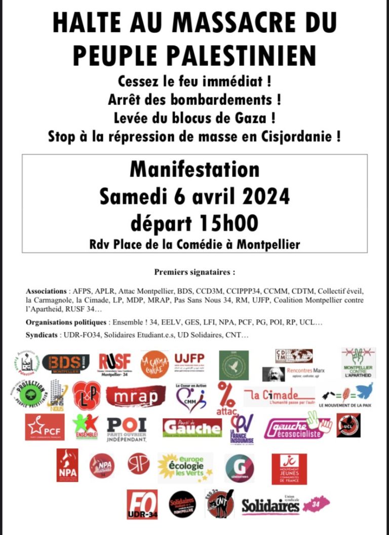 Halte au massacre du peuple palestinien !