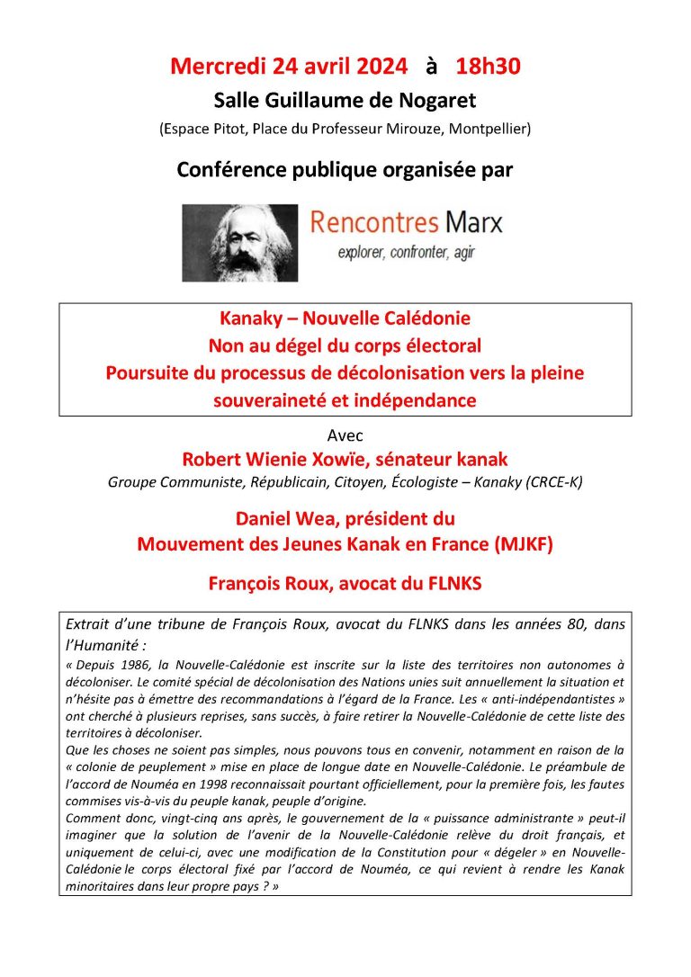 Kanaky – Nouvelle Calédonie : Non au dégel du corps électoral, poursuite du processus de décolonisation vers la pleine souveraineté et indépendance