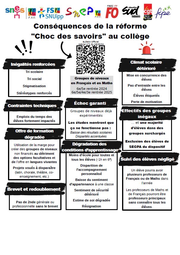 Rassemblement et réunion publique contre le Choc des savoirs