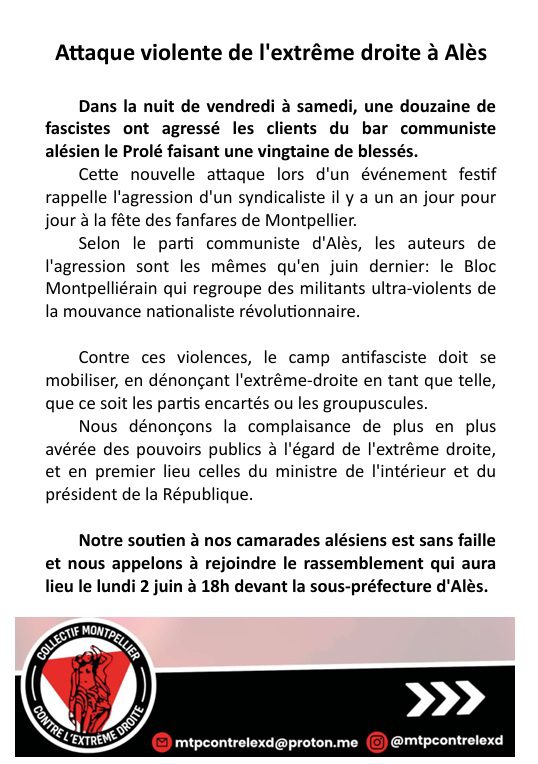 Attaque violente de l&rsquo;extrême droite à Alès