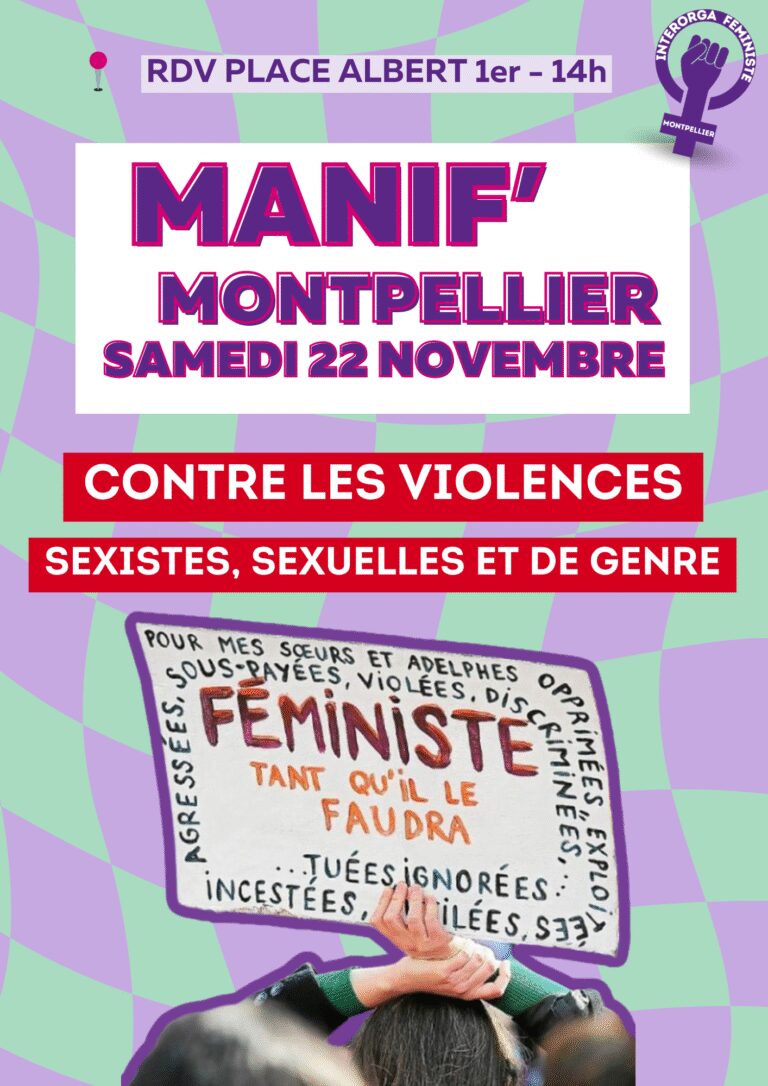 22 novembre : Manif contre les violences sexistes, sexuelles et de genre